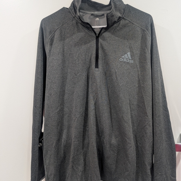 Adidas - Athletic 1/4 zip up Sweat shirt long sleeve Large Gray - Picture 1 of 6